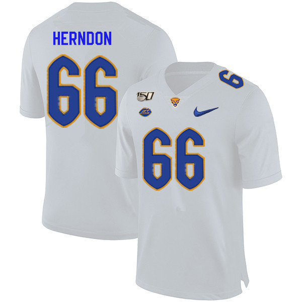 2019 Men #66 Mike Herndon Pitt Panthers College Football Jerseys Sale-White